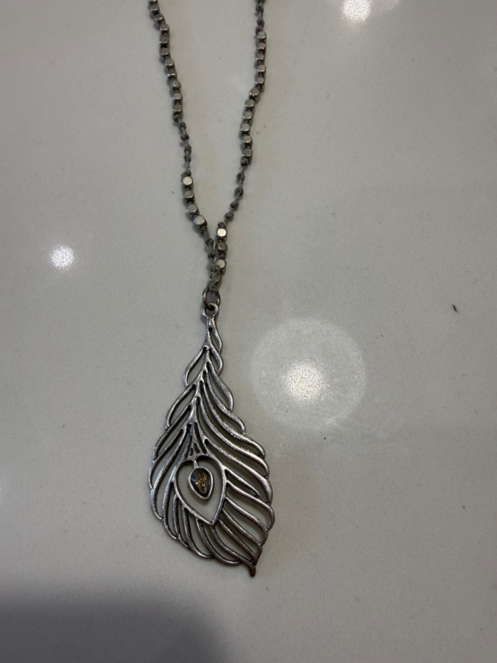 Lucky crochet silver necklace
